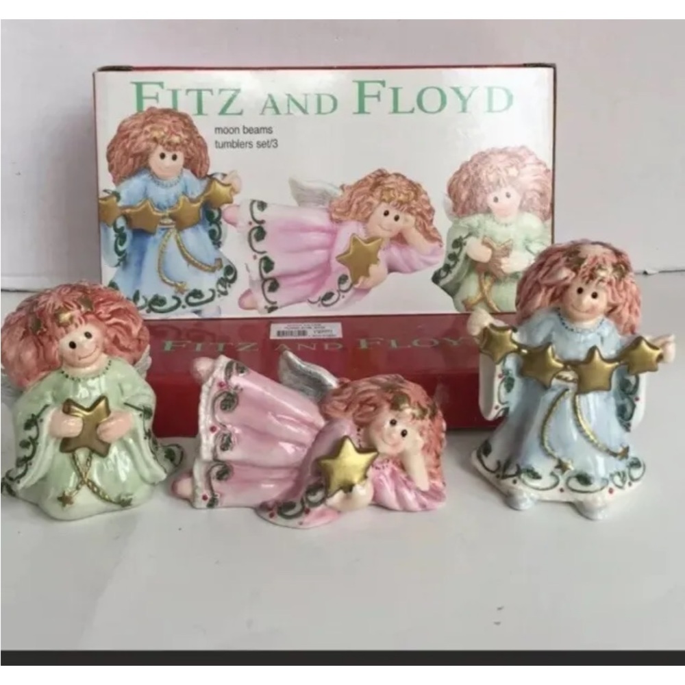 Fitz & Floyd Moon Beams Tumblers Boxed set-3 Angel